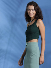 KOTTY Casual Sleeveless Solid Women Green Top