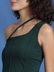 KOTTY Casual Sleeveless Solid Women Green Top
