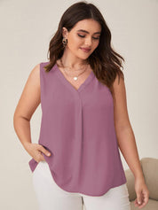 Curvy CLOSET  Casual Sleeveless Solid Women Purple Top