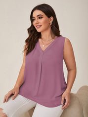 Curvy CLOSET  Casual Sleeveless Solid Women Purple Top