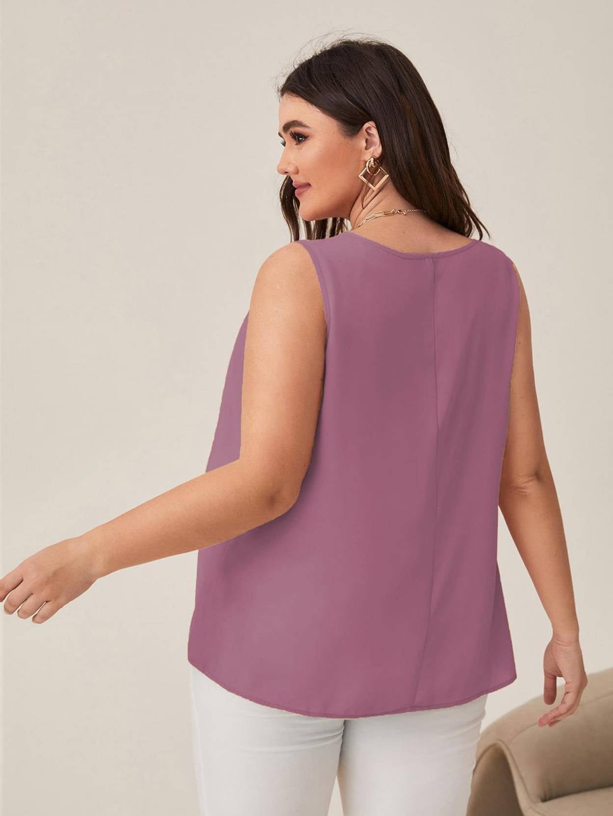 Curvy CLOSET  Casual Sleeveless Solid Women Purple Top