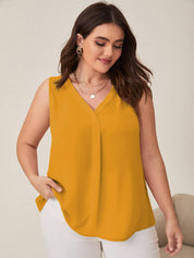 Curvy CLOSET  Casual Sleeveless Solid Women Yellow Top