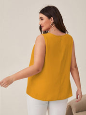 Curvy CLOSET  Casual Sleeveless Solid Women Yellow Top