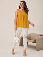 Curvy CLOSET  Casual Sleeveless Solid Women Yellow Top