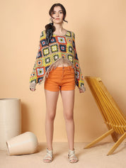 Kotty Women Embellished Print Cotton Top