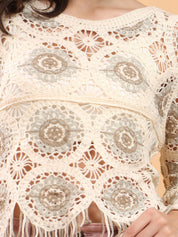 Kotty Self Design Crochet Cotton Top