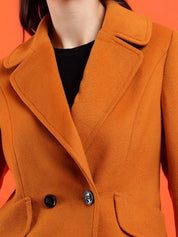 Kotty Women Solid Notched Lapel Overcoat