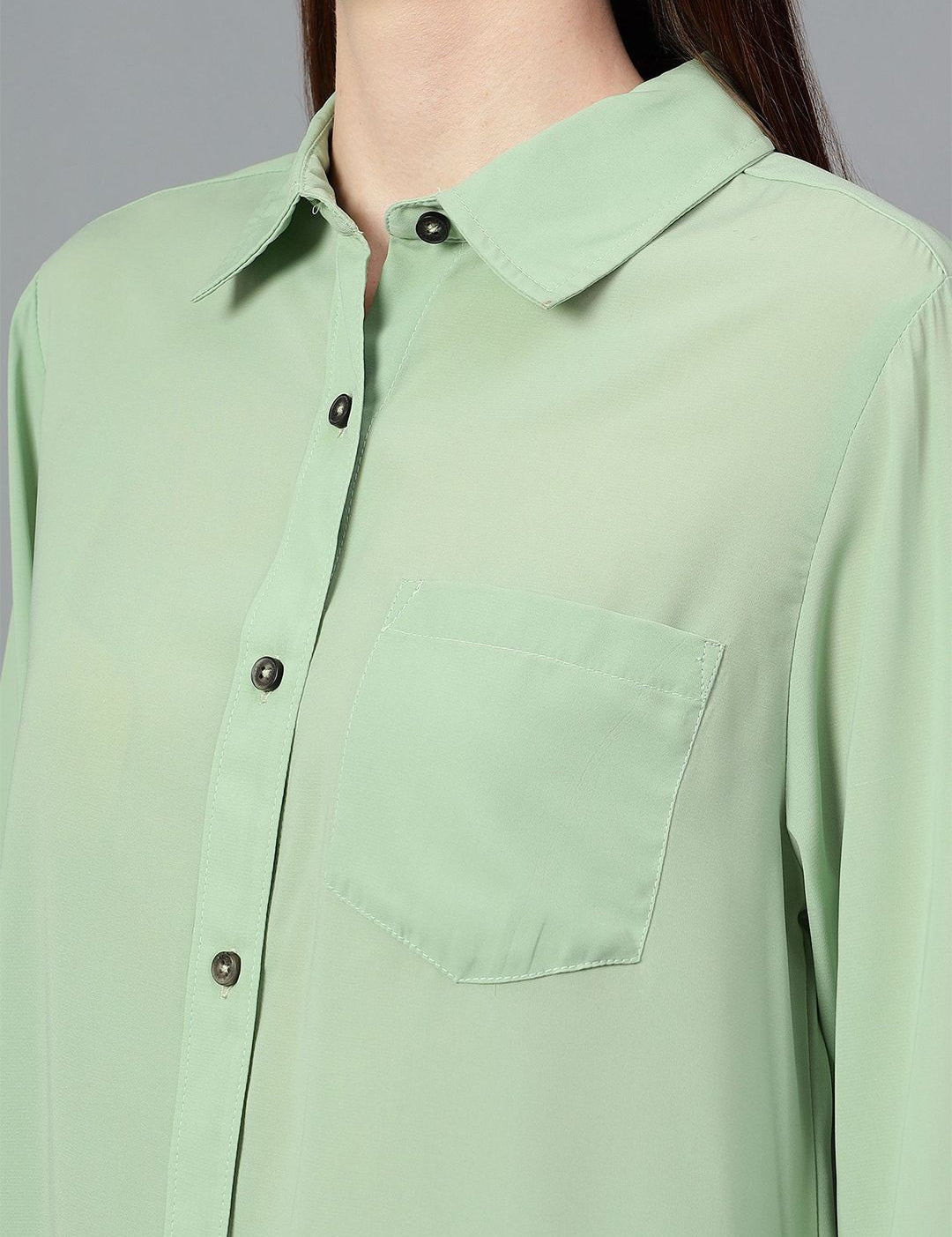 Kotty Women Comfort Spread Collar Solid Oversized Casual Shirt