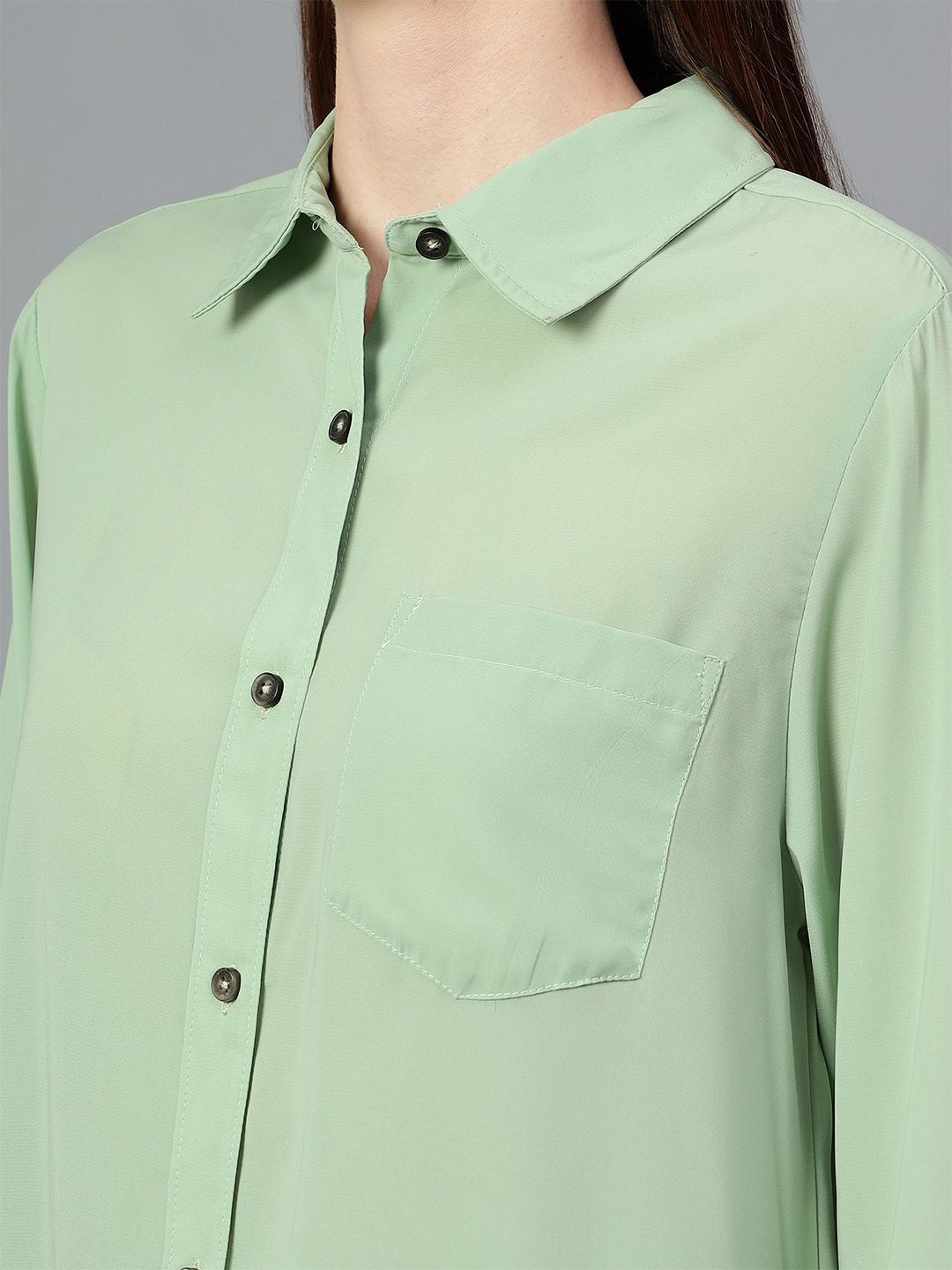 Kotty Women Comfort Spread Collar Solid Oversized Casual Shirt