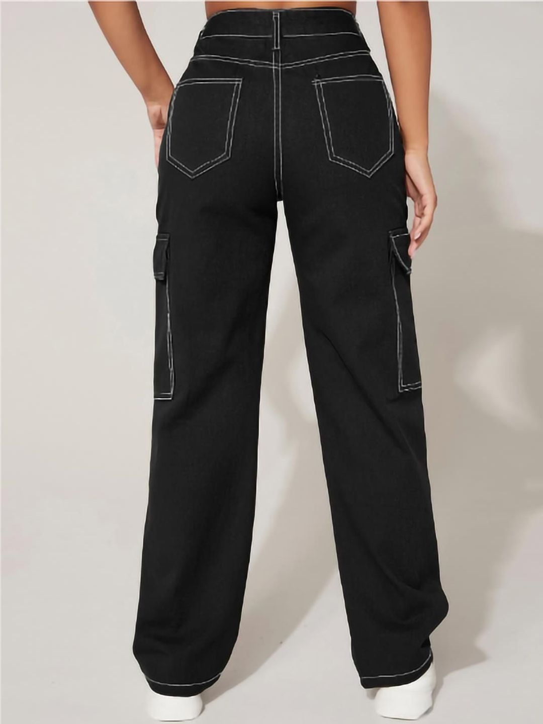 Kotty Women Regular Fit High-Rise Stretchable Cargos Style Jeans