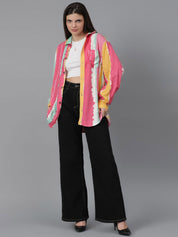 Kotty Women Spread Collar Dyed Cotton Oversized Casual Shirt