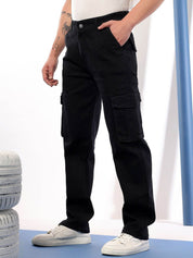 Kotty Men Comfort Regular Fit Mid-Rise Cargo Styles Cotton Jeans