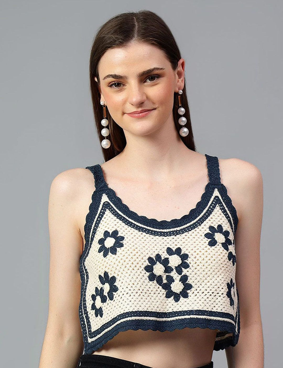 Kotty Women Self Design Scoop Neck Cotton Top