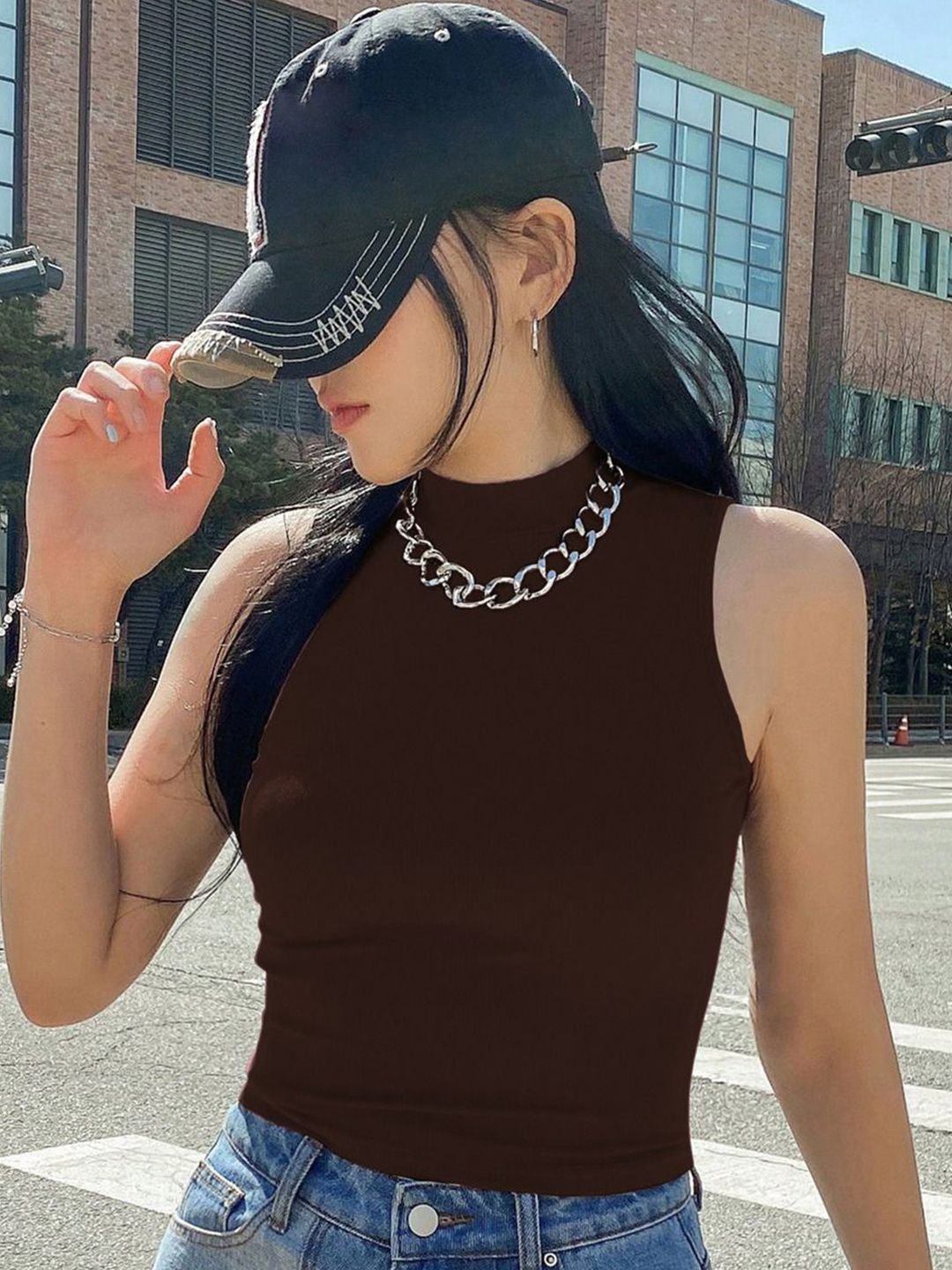 Kotty Women Solid High Neck Top