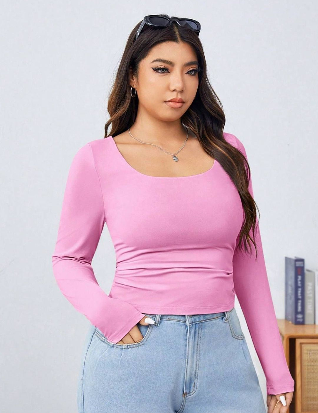 KOTTY  Women Square Neck Long Sleeves Fitted Top