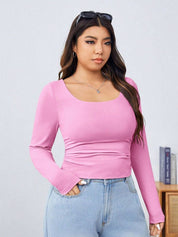 KOTTY  Women Square Neck Long Sleeves Fitted Top