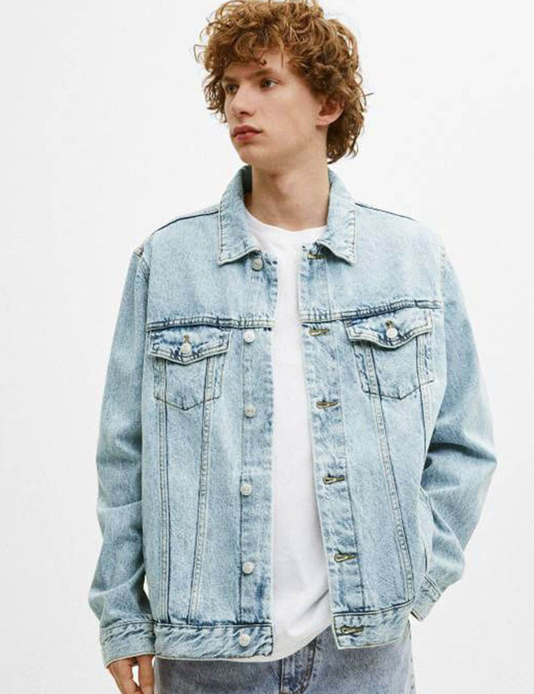 Kotty Men Solid Spread Collar Denim Jacket