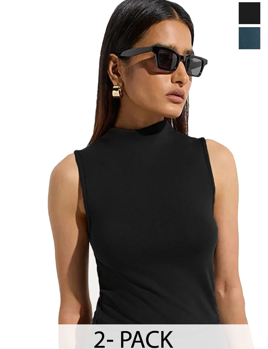 Kotty Pack Of 2 High Neck Fitted Top