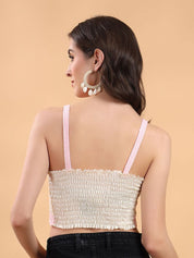 Kotty Embellished Print Cotton Crop Top