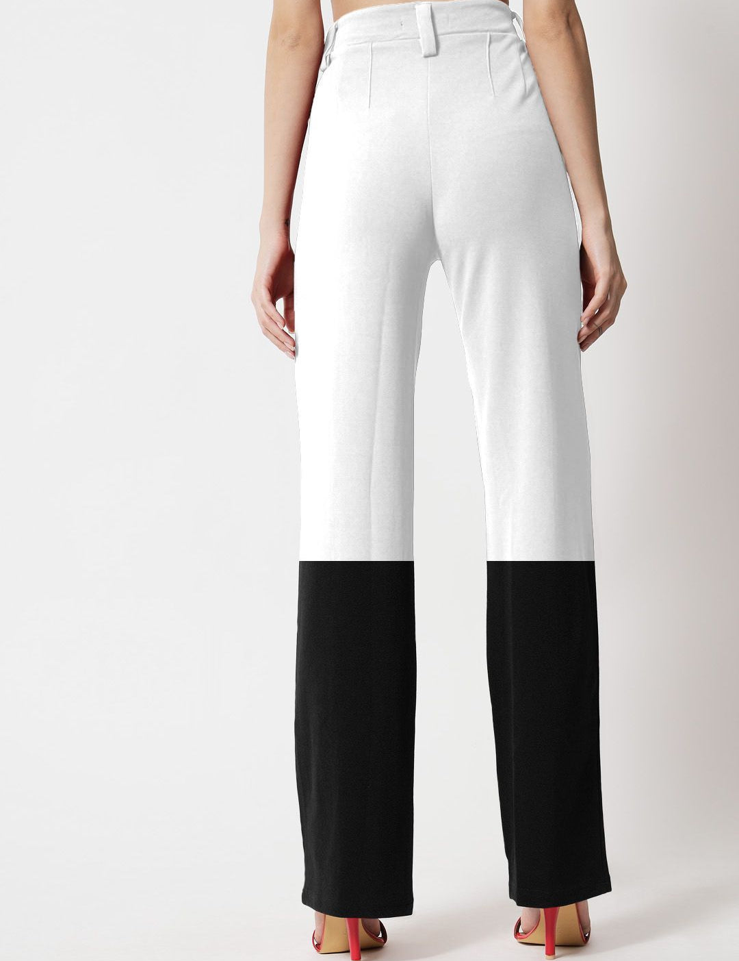 Kotty Women Colourblocked Relaxed Straight Leg Straight Fit High-Rise Easy Wash Trousers