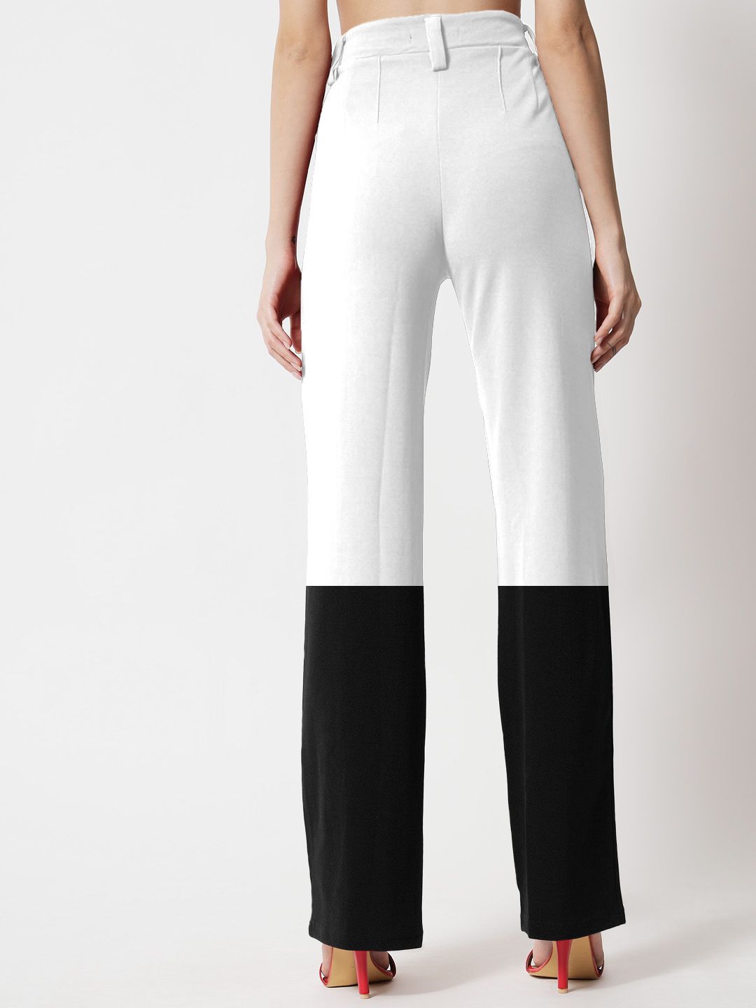 Kotty Women Colourblocked Relaxed Straight Leg Straight Fit High-Rise Easy Wash Trousers