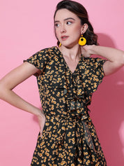 Kotty Print Crepe Fit & Flare Women Midi Dress