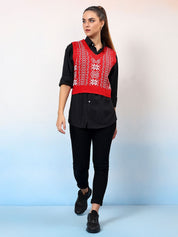 Kotty Women Printed Crop Sweater Vest