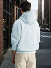 Kotty Men Hooded Solid Ribbed Cotton Pullover Sweatshirt