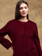 Kotty Band Collar Long Sleeves Overcoat