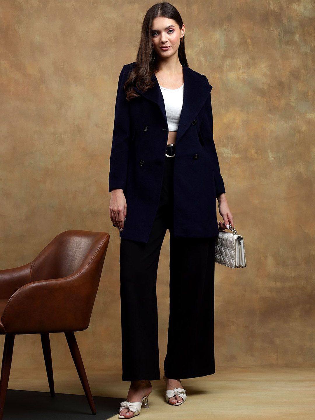 Kotty Women Solid Notched Overcoat