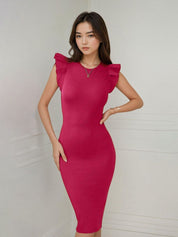 Kotty Women Flutter Sleeve Bodycon Midi Dress