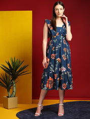 Kotty Print Crepe Fit & Flare Midi Dress