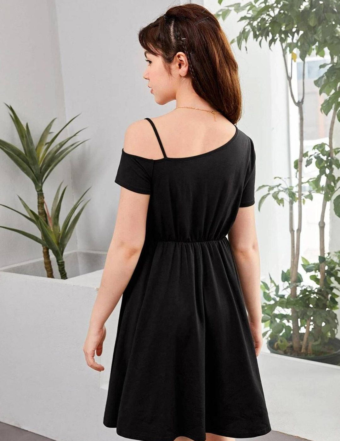 Kotty Girls One Shoulder Cold-Shoulder Fit & Flare Dress