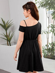 Kotty Girls One Shoulder Cold-Shoulder Fit & Flare Dress