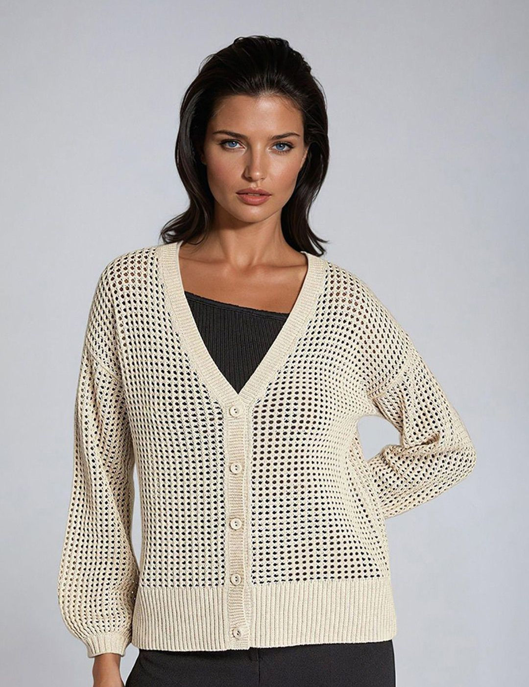 Kotty Women V-Neck Cotton Cardigan Sweater