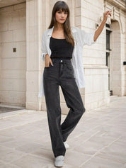 Kotty Women Straight Fit High-Rise Stretchable Cotton Jeans