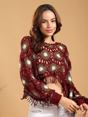 Kotty Self Design Cotton Crop Top