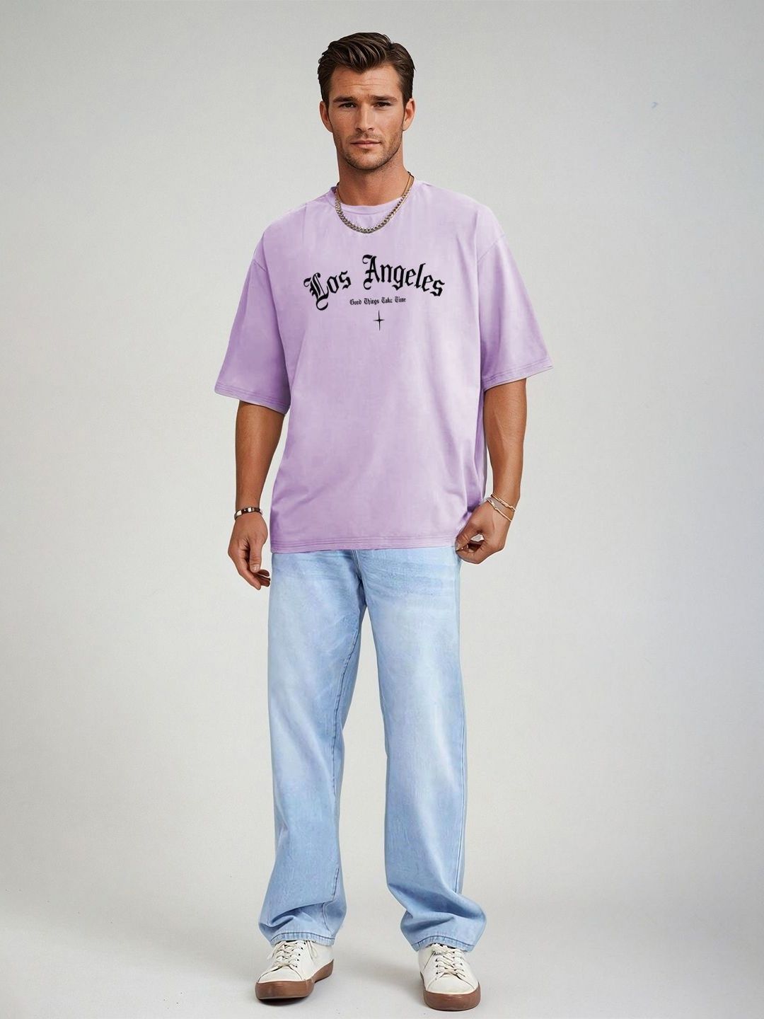 Kotty Men Graphic Printed Round Neck Cotton Oversized T-shirt