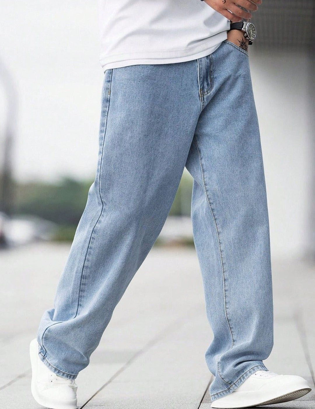 Kotty Men Baggy Mid-Rise Stretchable Jeans