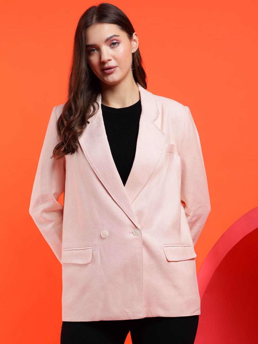 Kotty Women Solid Notched Lapel Overcoat
