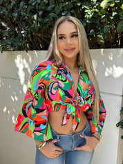 Kotty Print Crop Top