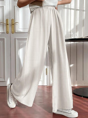 Kotty Women Solid High-Rise Flowy Pants with Elasticated Waist