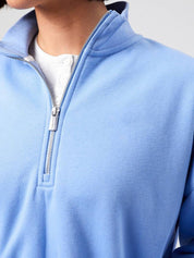 Kotty Women Solid Full Sleeve Mock Collar Crop Sweatshirt