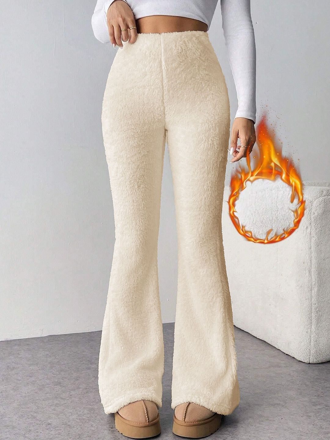 Kotty Women Solid Bootcut High-Rise Trousers