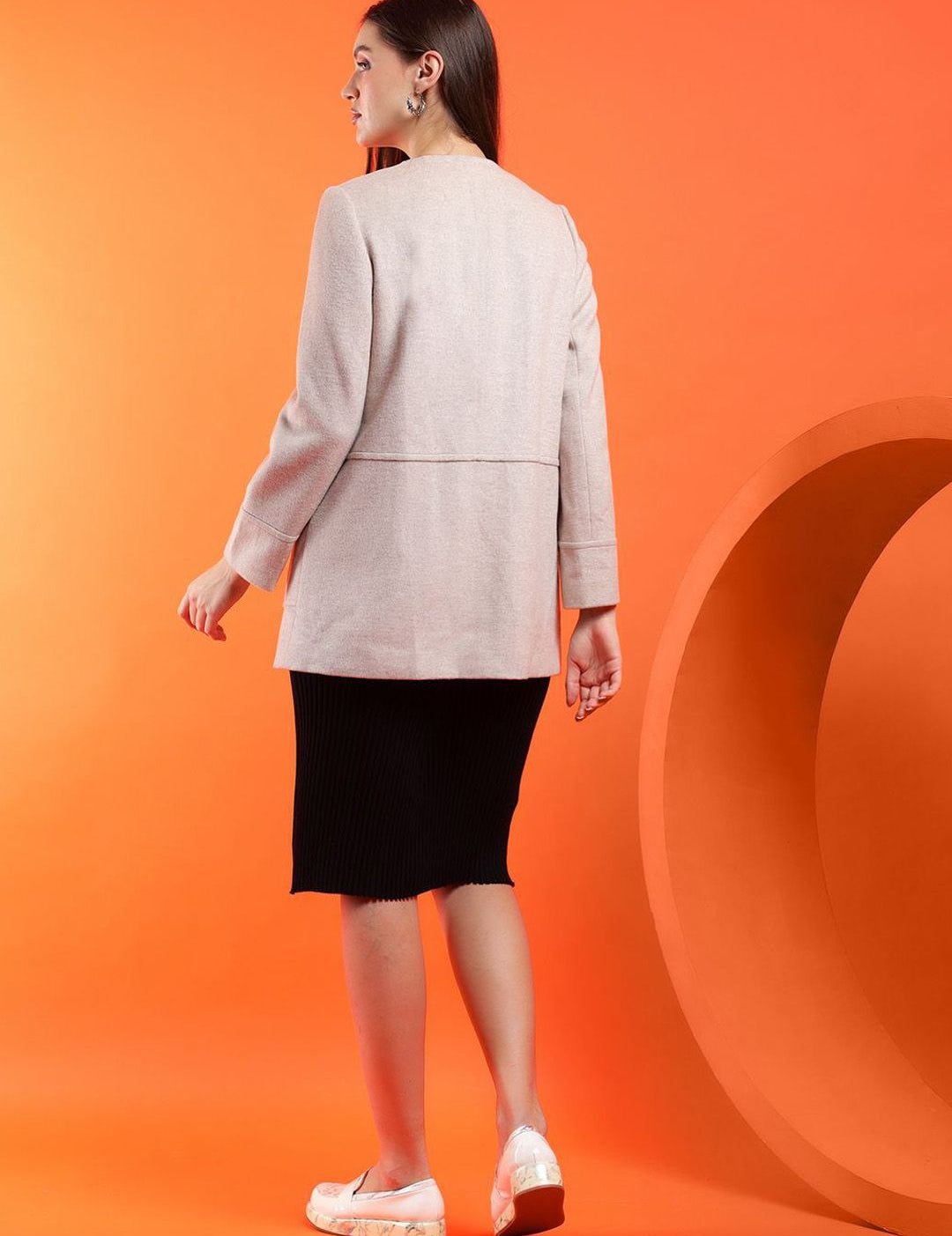 Kotty Women Solid Overcoat with Buckle Detail