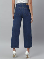 Kotty Women Wide Leg High-Rise Stretchable Cotton Cropped Jeans