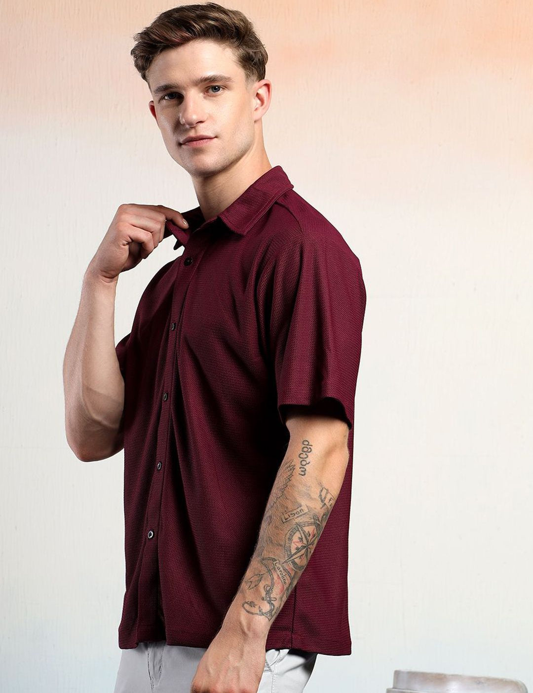 Kotty Men Opaque Textured Casual Shirt