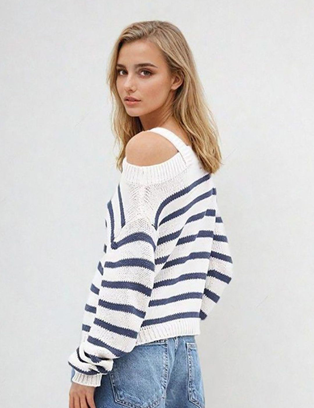 Kotty Women Striped Long Sleeves Pullover Sweater