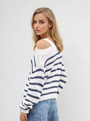Kotty Women Striped Long Sleeves Pullover Sweater