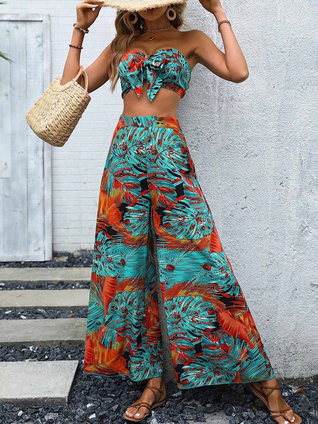 Kotty Women Floral Printed High-Rise Wide Leg Trousers